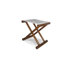 Round Tabure Vernikli Kayın Ağacı Minderli