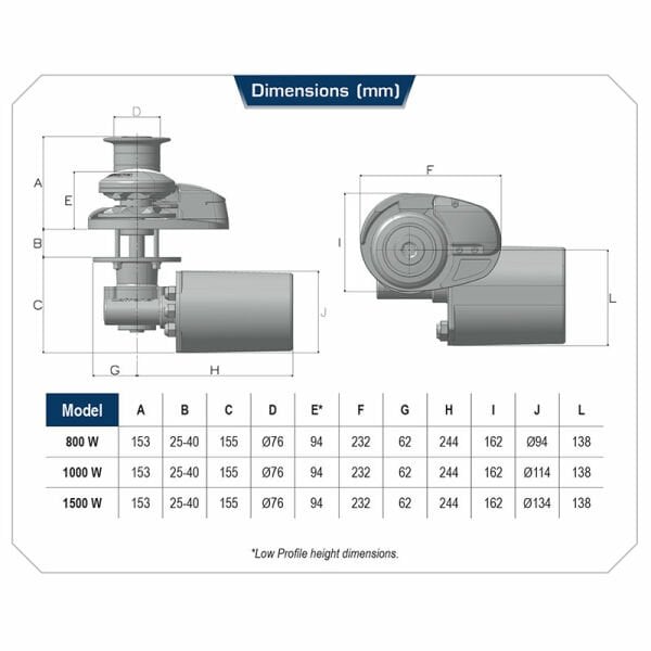 X2 Dik Irgat 12V 1000W 8mm ISO4565/DIN766 Fenerli Siyah