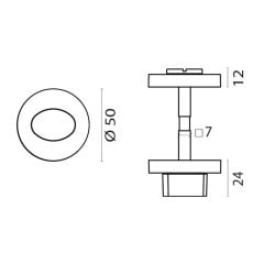WC Kapı Kilit Mandalı Kromaj Ø50xh24mm