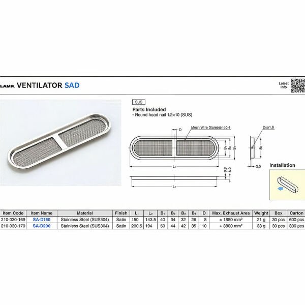 Sugatsune SA-D200 Lamp Havalandırma