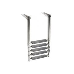 Teleskopik Katlanır Merdiven 5 Basamak 316 Paslanmaz Çelik 318x439x1370mm