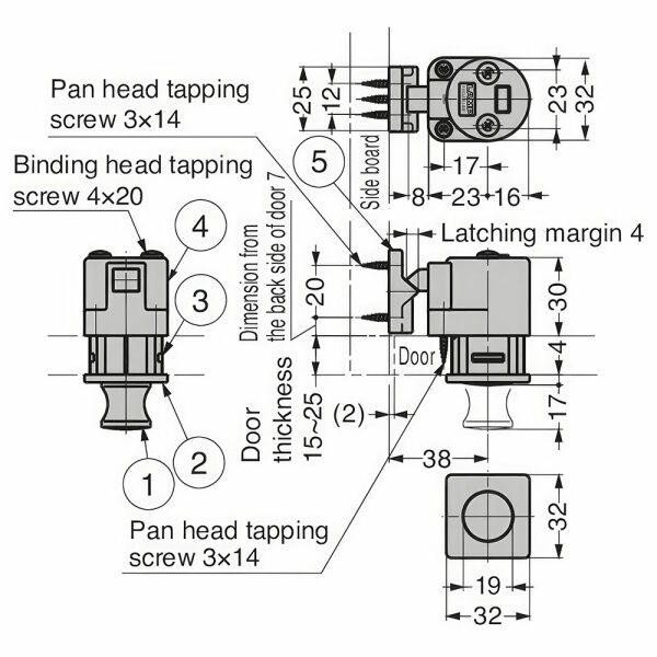 Sugatsune DPL-SQ-G Lamp Push Knob Latch Sarı