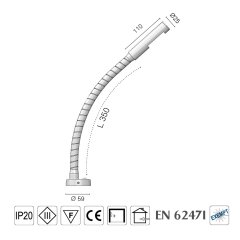 Okuma Aydınlatma Vega T Kromaj 3500 °K Led White