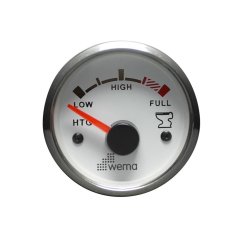 Pis Su Tankı Seviye Göstergesi Beyaz-Krom Ø52mm 12-24V 240-30ohm