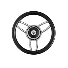 Dümen Simidi T26CF Paslanmaz Çelik-Poliüretan Karbon Görünümlü Çerçeve Ø350mm