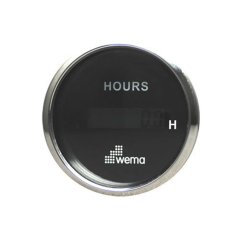 Makina Çalışma Zaman Saati Dijital Siyah-Krom Ø52mm 12-24V