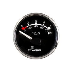 Yağ Basınç Göstergesi Analog Siyah-Krom Ø52mm 12-24V 5 bar