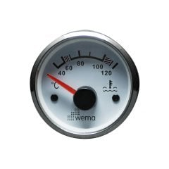 Hararet Göstergesi Analog Beyaz-Krom Ø52mm 12-24V 0-190ohm