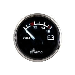 Voltmetre Analog Siyah-Krom Ø52mm 12V 240-30ohm