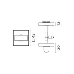 WC Kapı Kilit Mandalı Kromaj Mat 45x45xh26mm