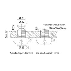Pushbuton Kromaj Mat 19mm