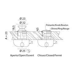 Pushbuton Kromaj 23mm