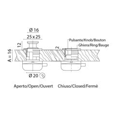 Pushbuton Kromaj 16mm Mekanizması ile