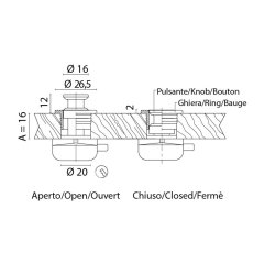 Pushbuton Kromaj 16mm Mekanizması ile