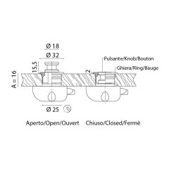 Pushbuton Kromaj Mat 16mm