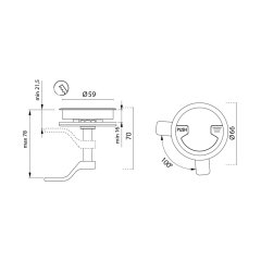 Kapak Kulpu Kilitsiz Paslanmaz Çelik Ø66mm