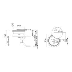 Kapak Kulpu Kilitli Paslanmaz Çelik Ø74mm