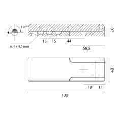 Kapak Menteşesi Paslanmaz Çelik Sol 130x40xh20mm