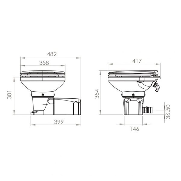 Sanimarin Maxlite + Alçak Taş Tuvalet 24V Manüel Ayarlı Elektrikli Kumanda