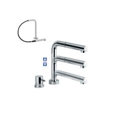 Tip-Up Mikser Batarya Yükseklik Ayarlı Çıkarılabilir El Duşu Hareketli Başlık Kromaj