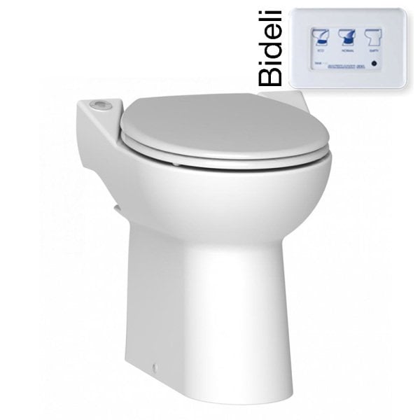 Sanimarin 43 Luxe Bideli Yüksek Taş Tuvalet 12V Üç Kademeli Dokunmatik Kumanda