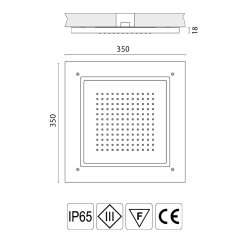 Yüzeye Montaj Duş Başlığı RGB 350X350X18 mm